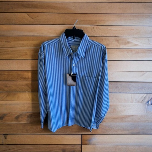 US Expedition Size Large Striped Cotton Long Sleeve Button Up Shirt Nwt - Picture 6 of 16